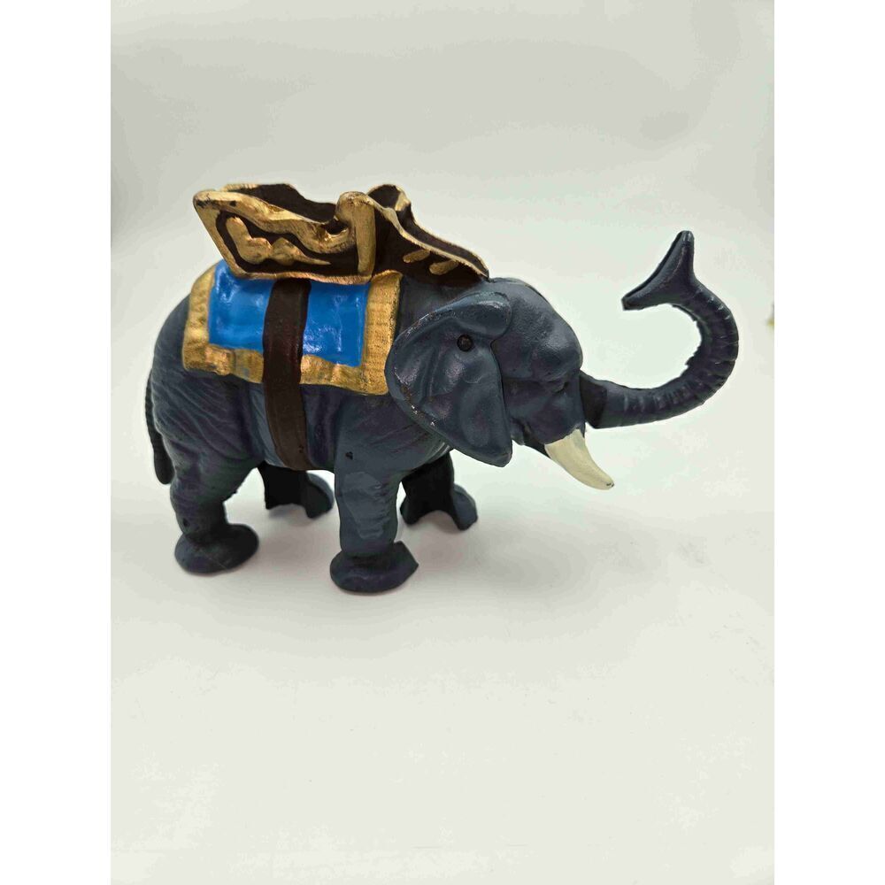 Vintage Cast Iron Elephant Decorative Saddle Figurine
